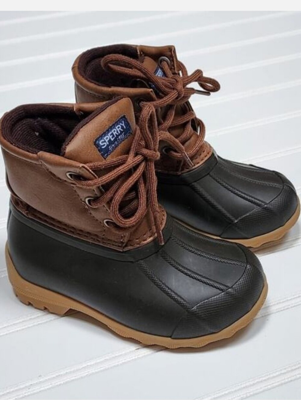 SPERRY SIZE 7M BOYS KIDS UNISEX PORT BOOT TAN BROWN WATERPROOF MEMORY FOAM